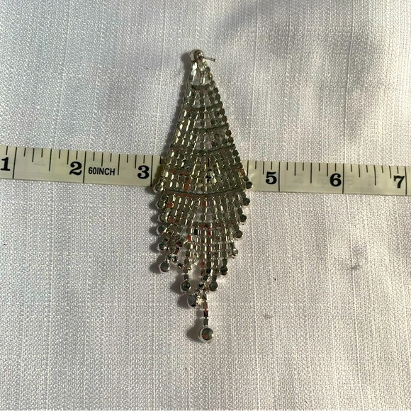 Zara Bling Chandelier Silver Clear Rhinestone Earrings, NWT in factory packaging - Picture 6 of 8
